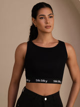 [Zwart] SilkSilky-NL Sleeveless Crew Neck Cami-Top 001