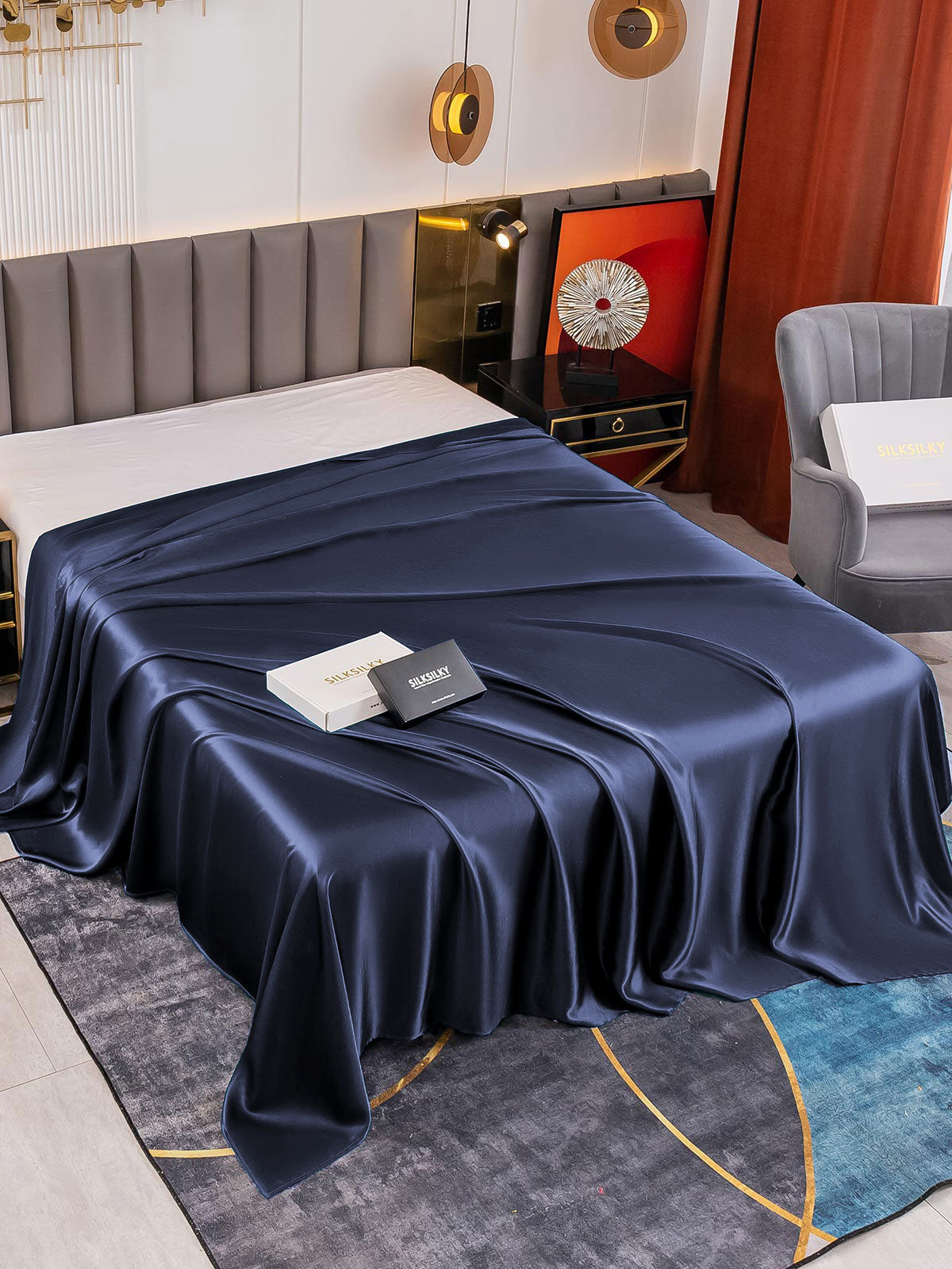 [Donkerblauw] SilkSilky-NL 19Momme Sheet 001