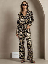 [Leopard] SilkSilky-NL 19Momme Zijde Kraag Women''s Outfit Sets 001