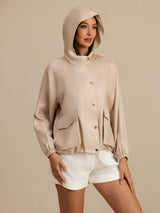 [Tan] SilkSilky-NL Lange Mouw Hoge Hals Dames Bovenkleding 006