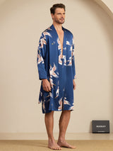 [Donkerblauw] SilkSilky-NL 19Momme Long Sleeve Mens Pajamas 005