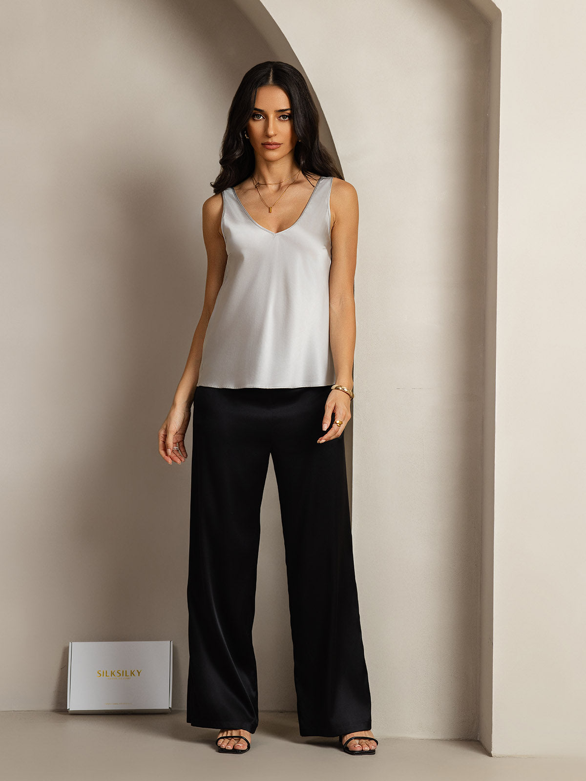 [Zilver] SilkSilky-NL 19Momme Zijde Camisoles 004