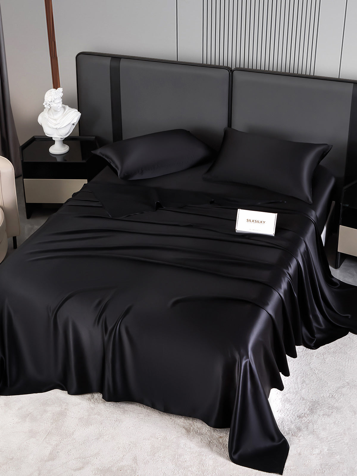 SilkSilky NL 22Momme Pure Silk Bedding Set Zwart 002