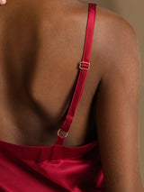 [Wijn] SilkSilky-NL Spaghetti Strap V Neck Jurk 005