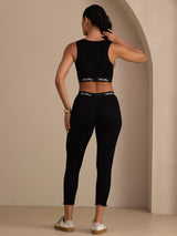[Zwart] SilkSilky-NL Sleeveless Crew Neck Women's Outfit Sets 002