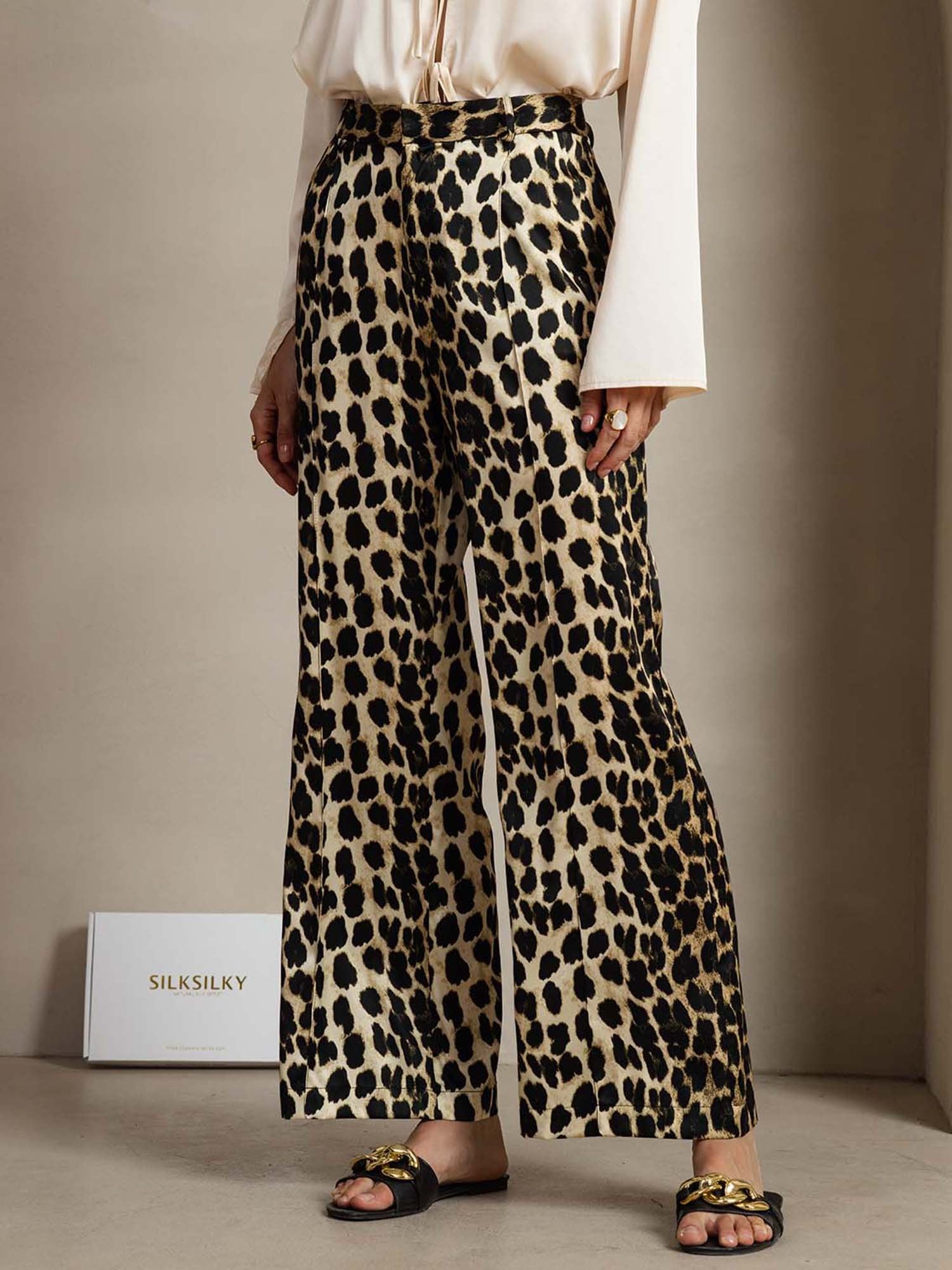 [Leopard] SilkSilky-NL 19Momme Zijde Womens Pants 003