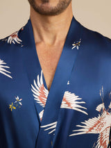 [Donkerblauw] SilkSilky-NL 19Momme Mens Robe 003
