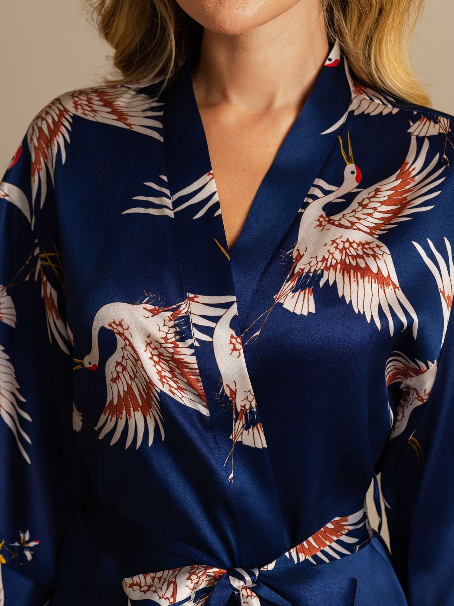 [Donkerblauw] SilkSilky-NL 19Momme Zijde Womens Robe 004