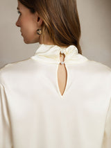 [Ivoor] SilkSilky-NL Long Sleeve Keyhole Neck Blouse 006