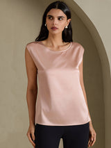 [Toscane] SilkSilky-NL Cap Sleeve Round Neck Dames T-Shirt 003