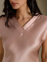 [Toscane] SilkSilky-NL Cap Sleeve V Neck Jurk 004