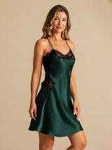 [Smaragdgroen] SilkSilky-NL Spaghetti Strap V Neck Nachthemd 007