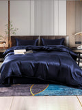 SilkSilky NL 22Momme Pure Silk Bedding Set Donkerblauw 001