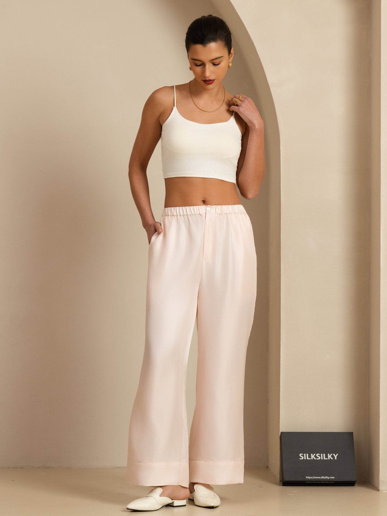 [Roze] SilkSilky-NL 18Momme Womens Pants 006