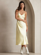 [Lichtgeel] SilkSilky-NL Spaghetti Strap V Neck Nachthemd 004