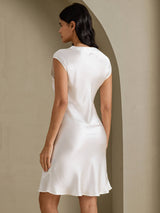 [Wit] SilkSilky-NL Cap Sleeve V Neck Nachthemd 002