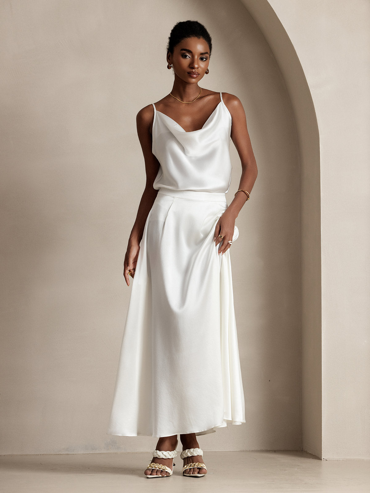 [Wit] SilkSilky-NL 19Momme Zijde Skirt 005