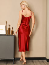 [Wijn] SilkSilky-NL Spaghetti Strap V Neck Nachthemd 002