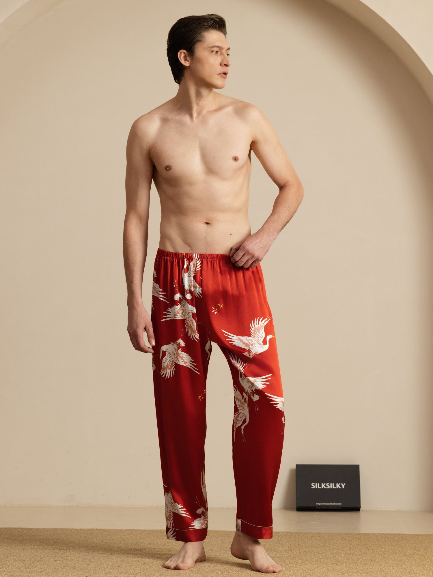 [Wijn] SilkSilky-NL 19Momme Mens Sleep Bottoms 005