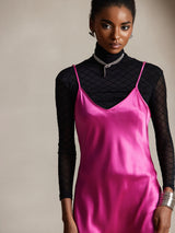 [Rode Roos] SilkSilky-NL Spaghetti Strap V Neck Jurk 003