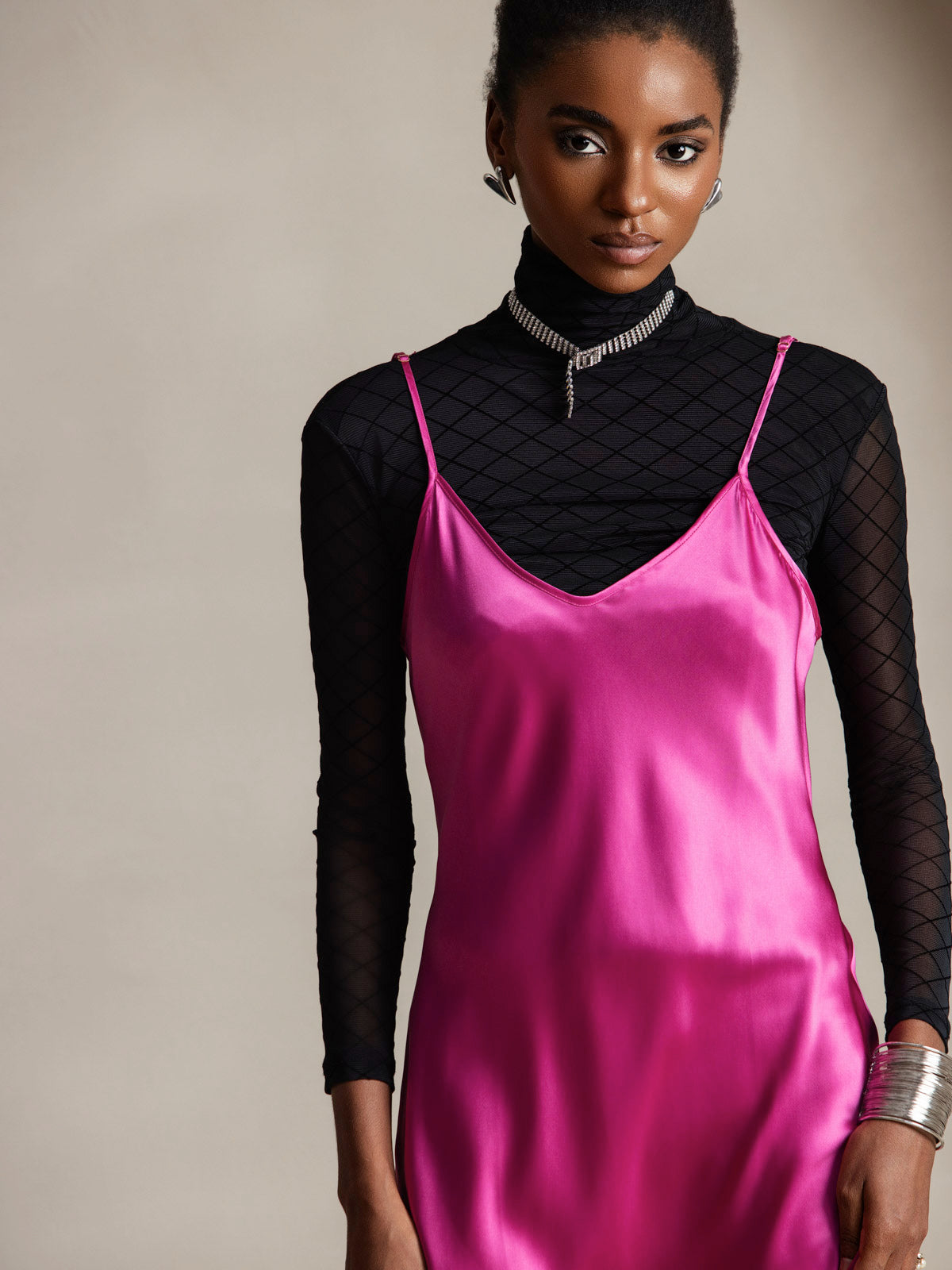 [Rode Roos] SilkSilky-NL Mouwloos Ronde Hals Jurk 003