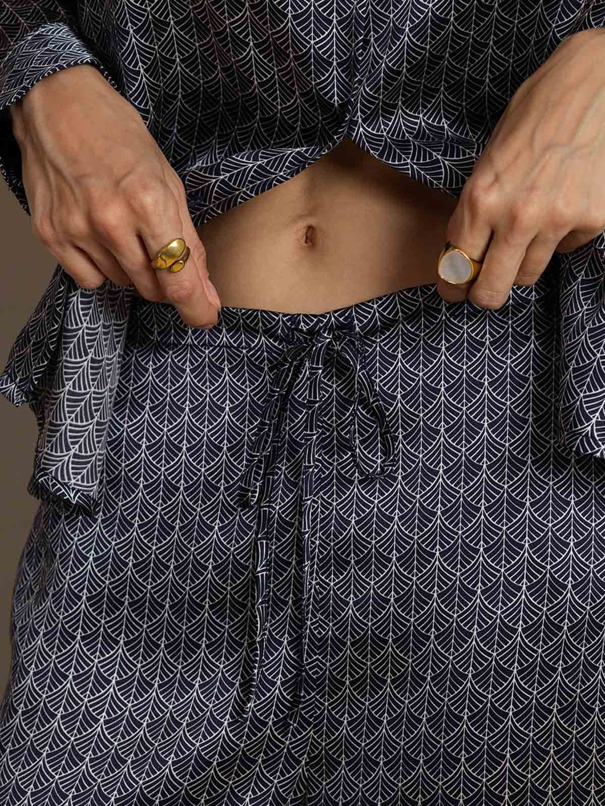 [MarineGinkgo] SilkSilky-NL 19Momme Zijde Kraag Women''s Outfit Sets 005
