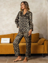 [Leopard] SilkSilky-NL Lange Mouw Dames Pyjama Set 005