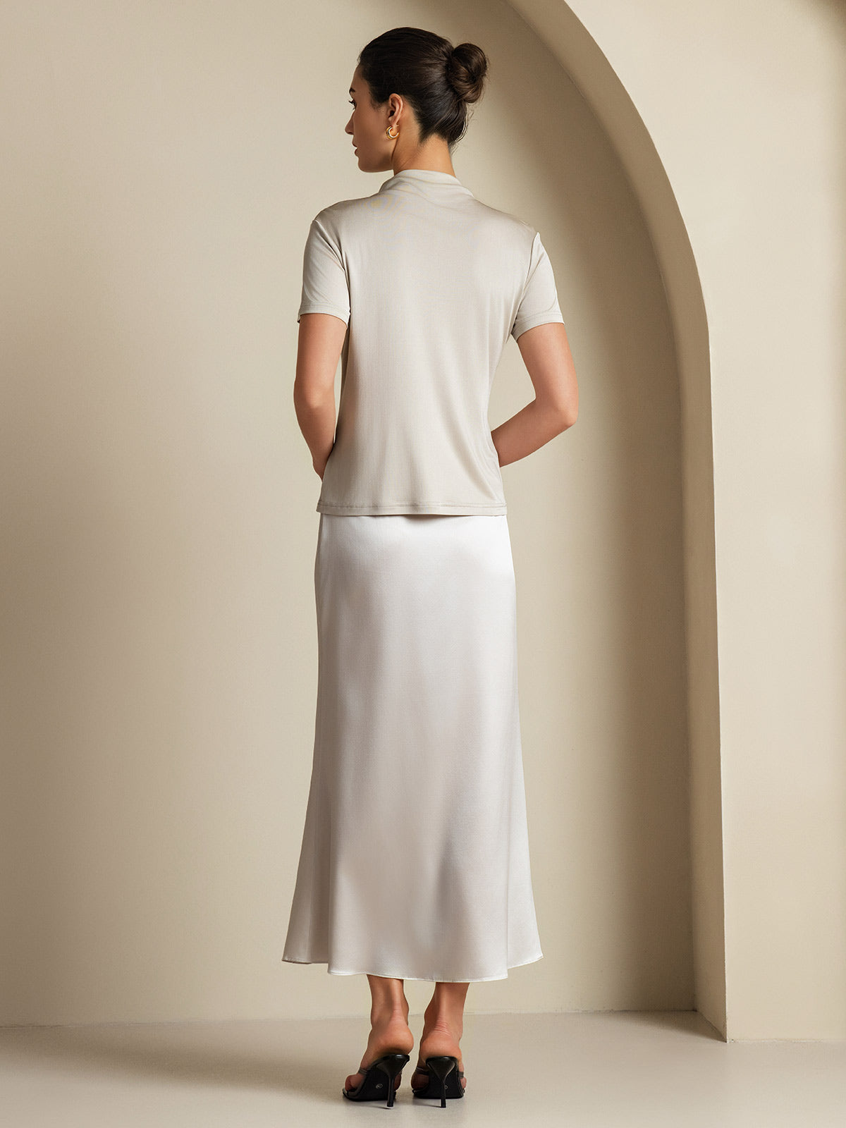 [Lichtgrijs] SilkSilky-NL 19Momme Zijde Skirt 008