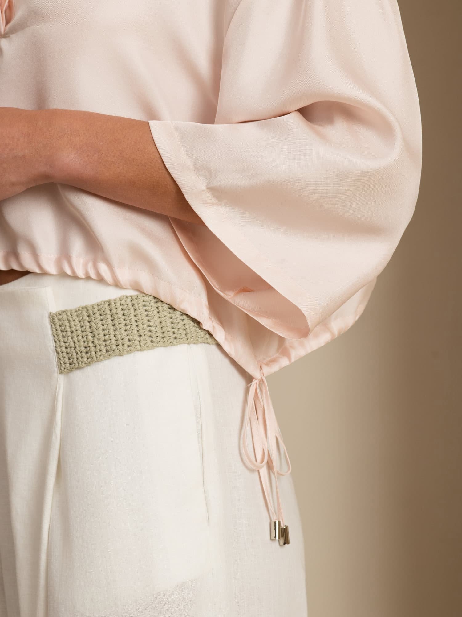 [Roze] SilkSilky-NL 18Momme Halve Mouw Reverskraag Blouse 006