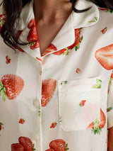 [Witte Aardbei] SilkSilky-NL Short Sleeve Notch Collar Dames Pyjama Set 004