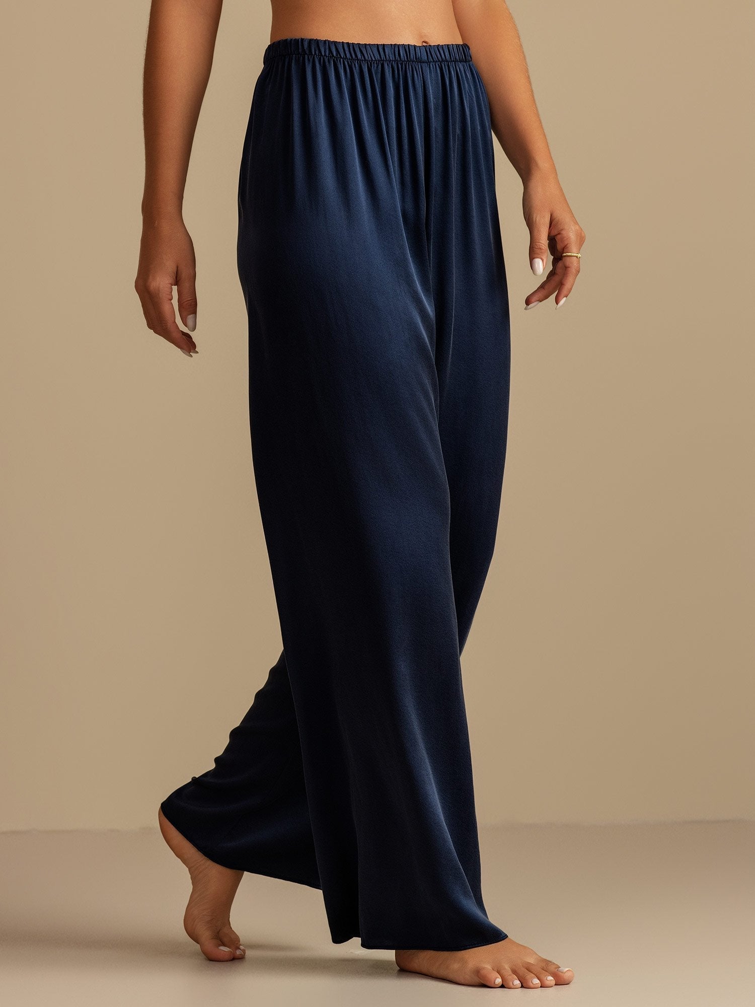 [Donkerblauw] SilkSilky-NL 19Momme Zijde Womens Sleep Bottoms 003,