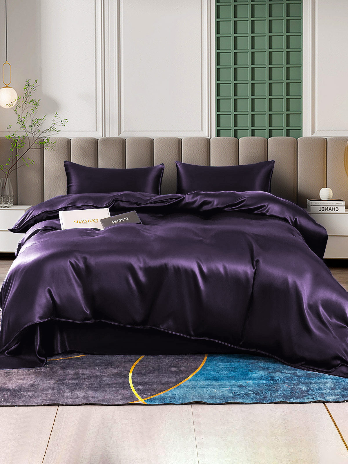 [Donkerpaars] SilkSilky-NL 22Momme Bedding Set 001,