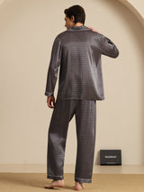 [Zwarte Ginkgo] SilkSilky-NL 19Momme Lange Mouw Heren Pyjama Set 002