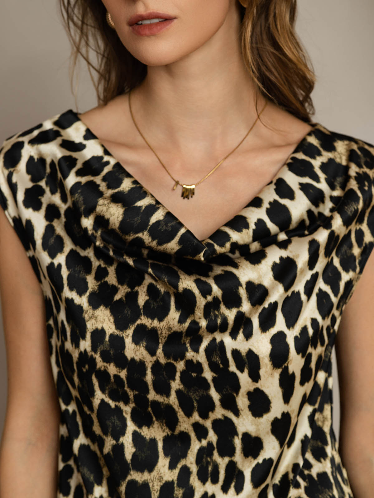 [Leopard] SilkSilky-NL 19Momme Zijde Womens T-Shirt 005