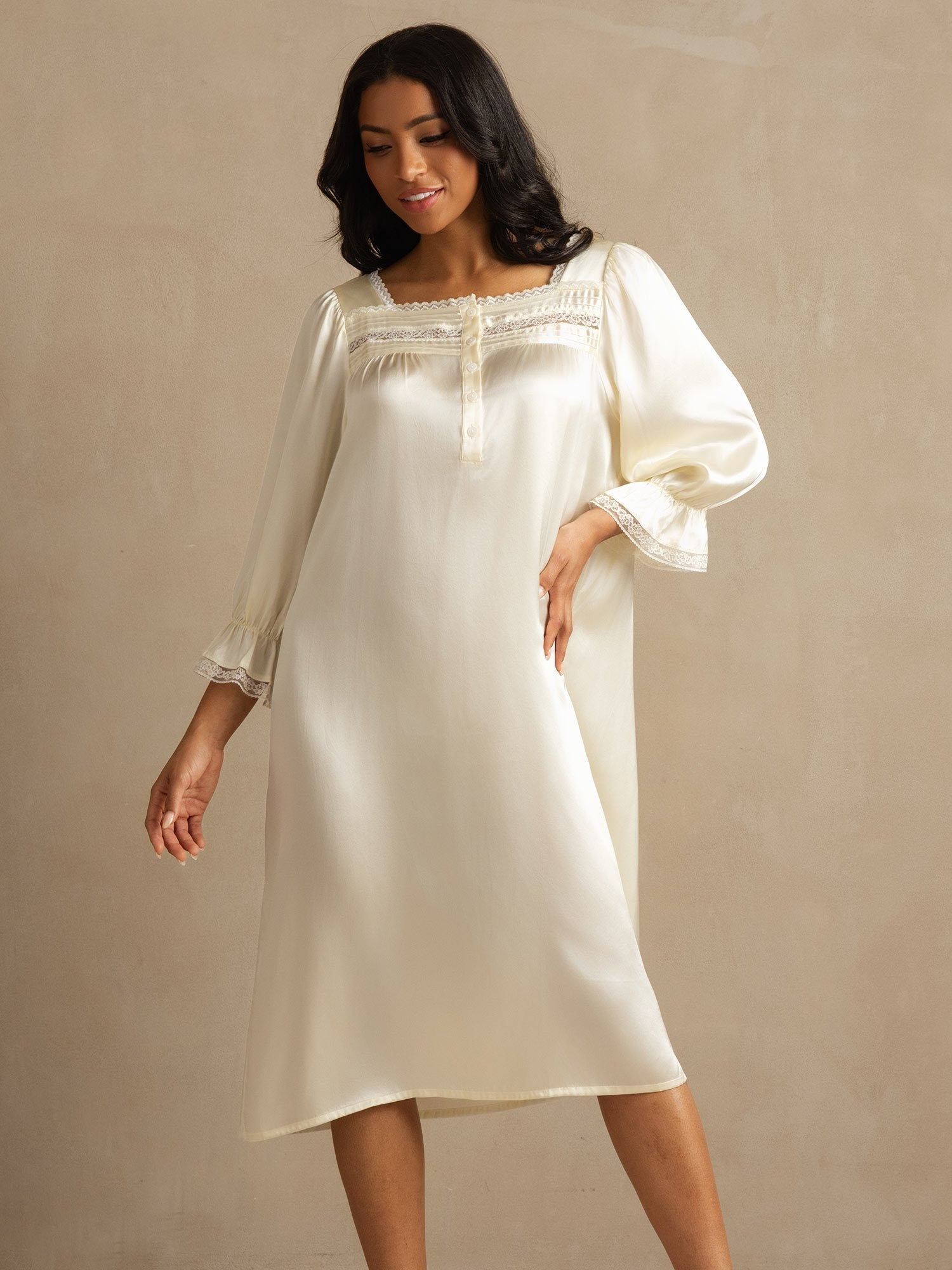 [Wit] SilkSilky-NL Zijde Nightgown 009