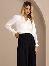 [Wit] SilkSilky-NL Long Sleeve Split Blouse 004