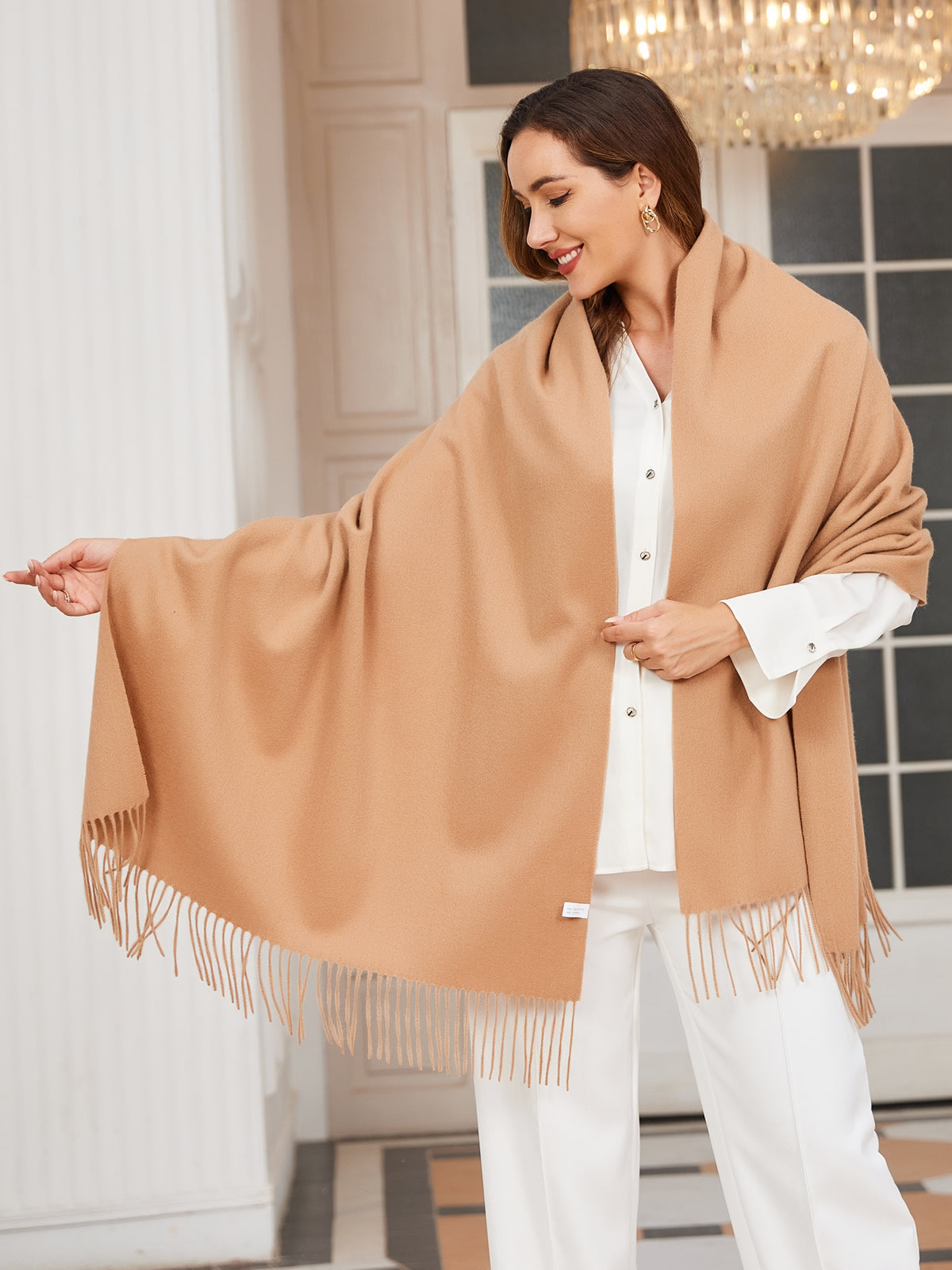 [Tan] SilkSilky-NL Wol Scarf 002