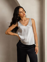 [Zilver] SilkSilky-NL Sleeveless V Neck Cami-Top 006