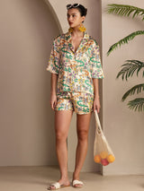 [Zandkrokodil] SilkSilky-NL Short Sleeve Notch Collar Dames Pyjama Set 007