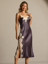[Paars Grijs] SilkSilky-NL Zijde Nightgown 007,