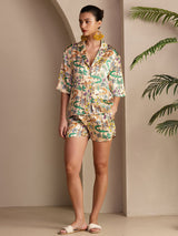 [Zandkrokodil] SilkSilky-NL Short Sleeve Notch Collar Dames Pyjama Set 003