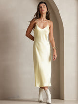 [Lichtgeel] SilkSilky-NL Spaghetti Strap V Neck Nachthemd 003