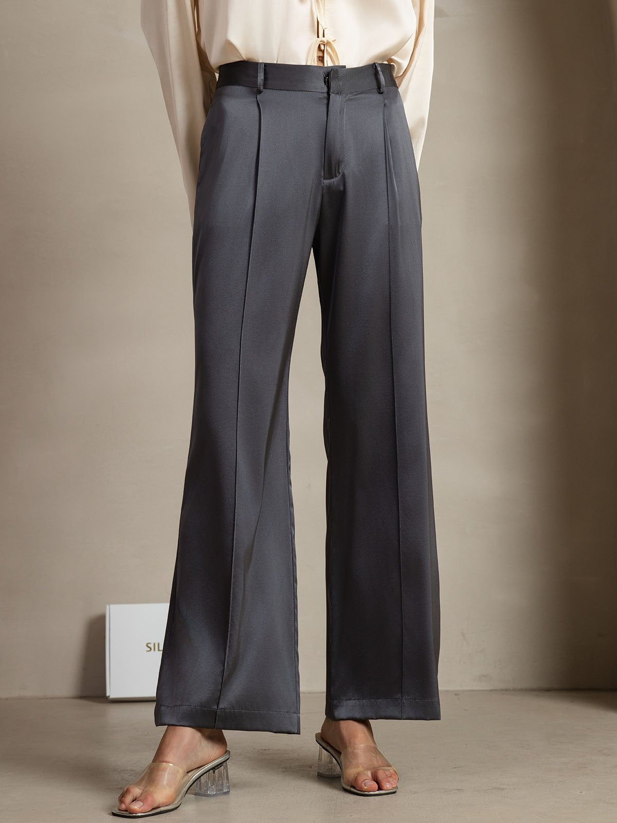[Donkergrijs] SilkSilky-NL 19Momme Zijde Womens Pants 005