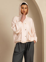 [Roze] SilkSilky-NL Lange Mouw Hoge Hals Dames Bovenkleding 005
