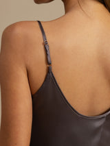 [Paars Grijs] SilkSilky-NL Spaghetti Bandjes Diepe Ronde Hals Cami-Set 005