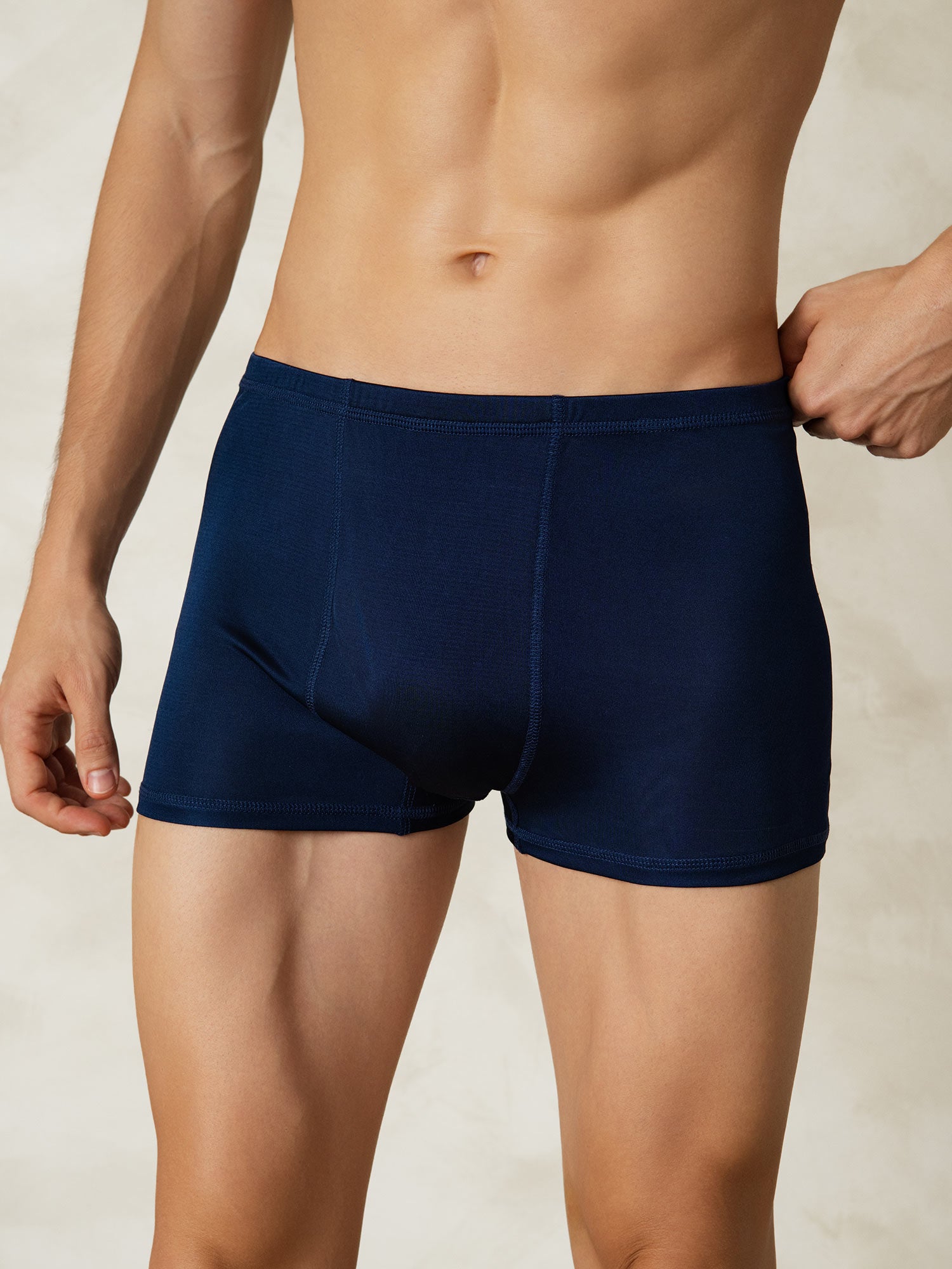 [Donkerblauw] SilkSilky-NL Zijde Gebreid Mens Underwear 003