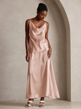 [Toscane] SilkSilky-NL Spaghetti Strap Cowl Neck Cami-Top 005