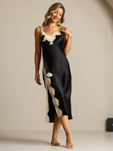 [Zwart] SilkSilky-NL Zijde Nightgown 006,