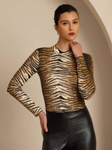 [Tijger] SilkSilky-NL Lange Mouw Col Montant Dames T-Shirt 001