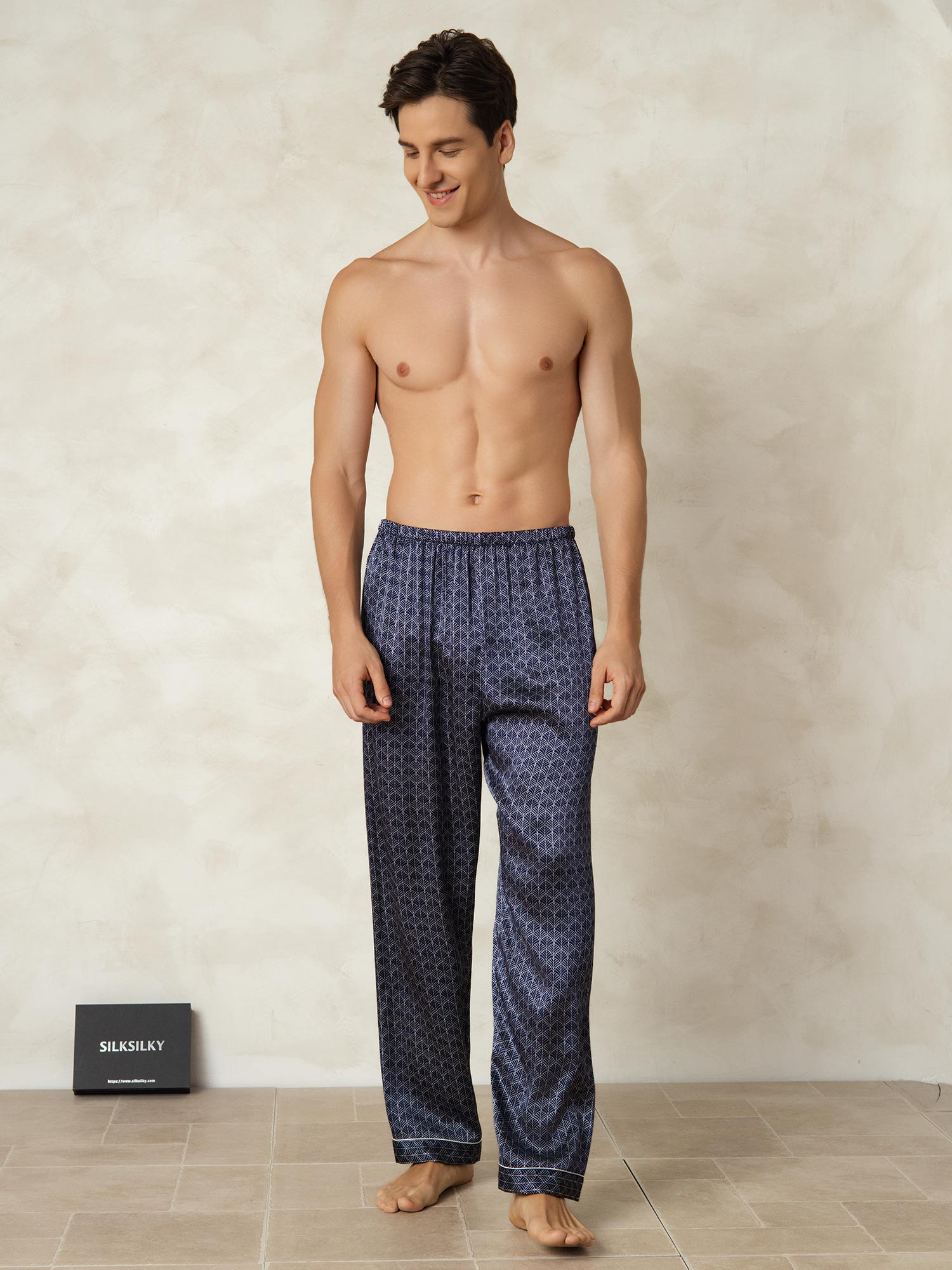 [Marine Ginkgo] SilkSilky-NL Mens Sleep Bottoms 005